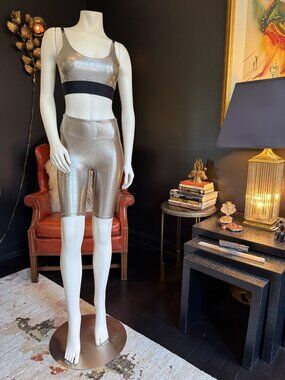 NWOT Heroine Sport Champagne Metallic Sports Bra + Leggings Set XS/S
